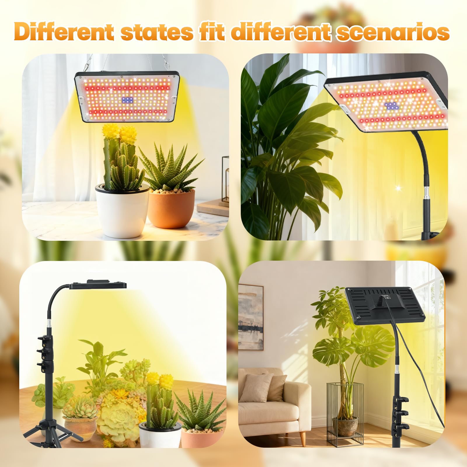 PATEMZON Lampada per Piante, Lampada Piante Coltivazione con Treppiede e Telecomando, 286 LEDs Luce di Crescita A Spettro Completo con Timer 4/8/12 Ore, Grow Light LED per Interno, Giardino, Serra