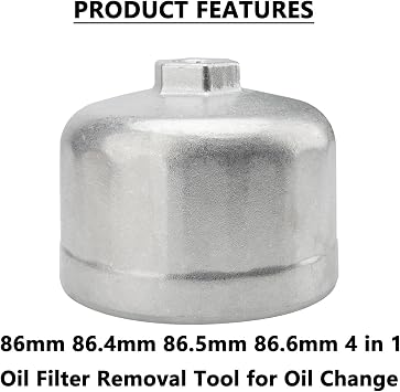 3/8'' Drive Oil Filter Wrench Fit for BMW VOLVO,86mm 86.4mm 86.5mm 86.6mm 4 in 1 Oil Filter Removal Tool for Oil Change