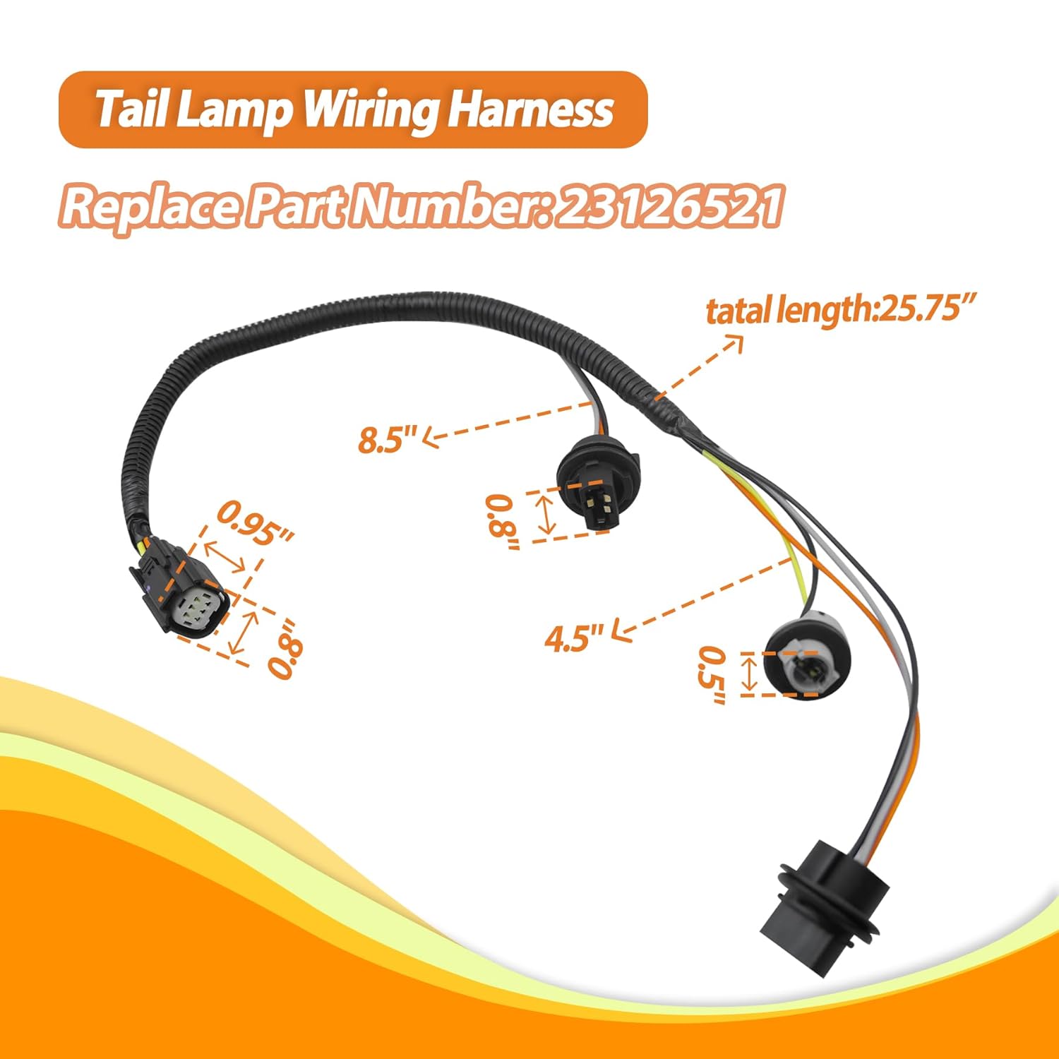 23126521 Tail Lamp Wiring Harness Fit for Chevy Colorado GMC Canyon 2015-2022, Tail Light Wiring Harness Rear-Socket & Wire Right