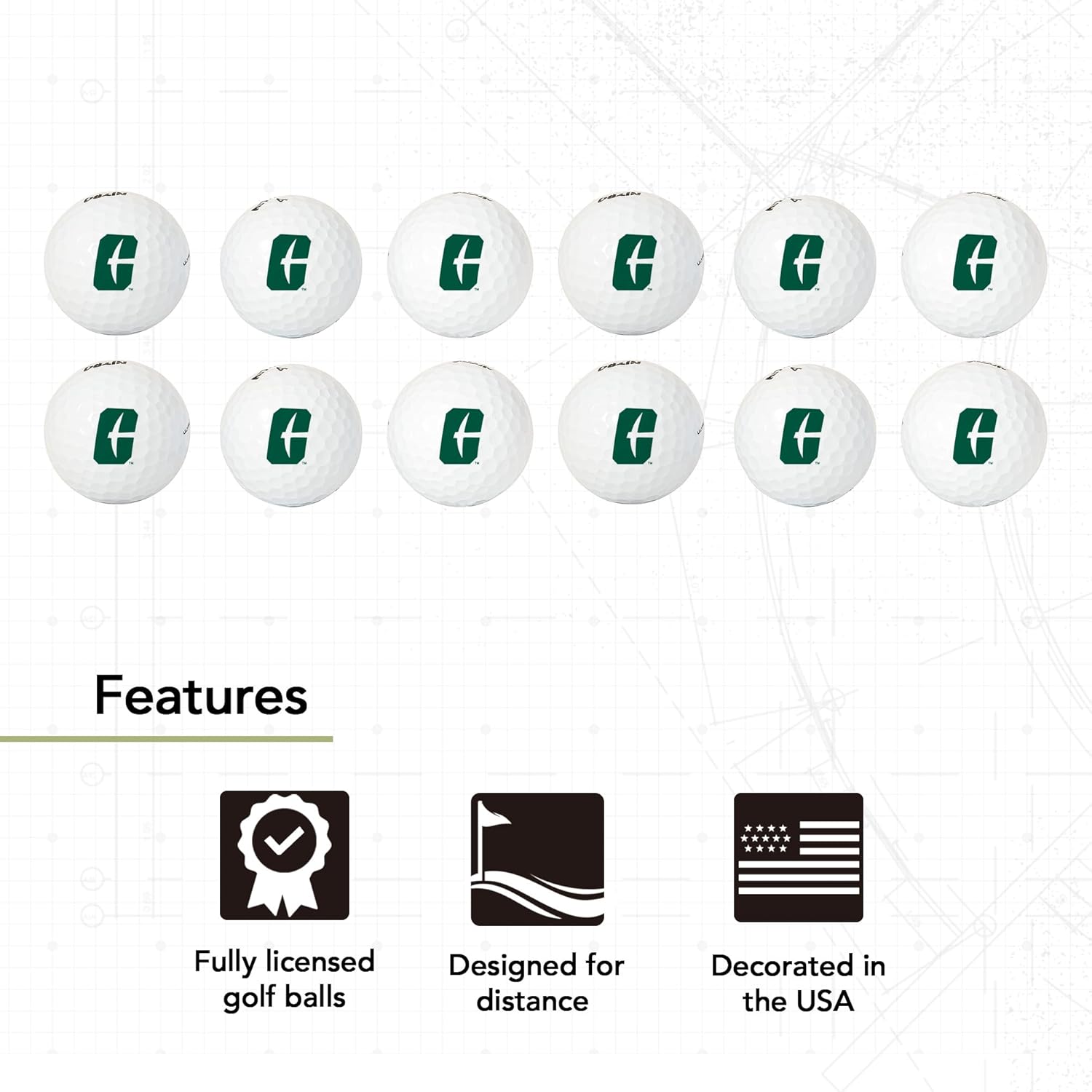 Desert Cactus University of North Carolina Charlotte Golf Balls 12 Pack – UNCC 49ers Full Color Dozen – Officially Licensed Sport Team Accessory (Design B)