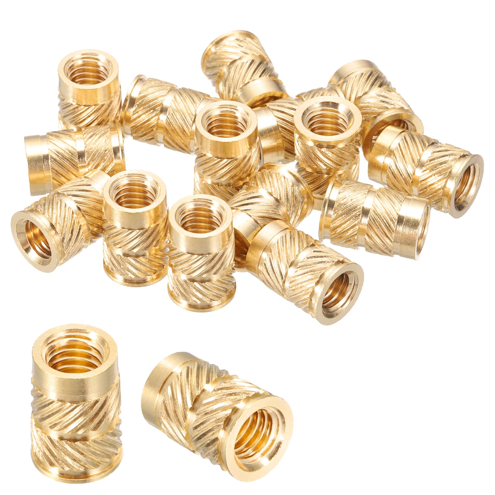 sourcing map 15 Pcs Threaded Inserts, M6 x 12.5mm H x 8.3mm OD Brass Metric Knurled Flange T-Nuts Female Threaded Heat Set Inserts Embedment Nut for Plastic and 3D Printing Components