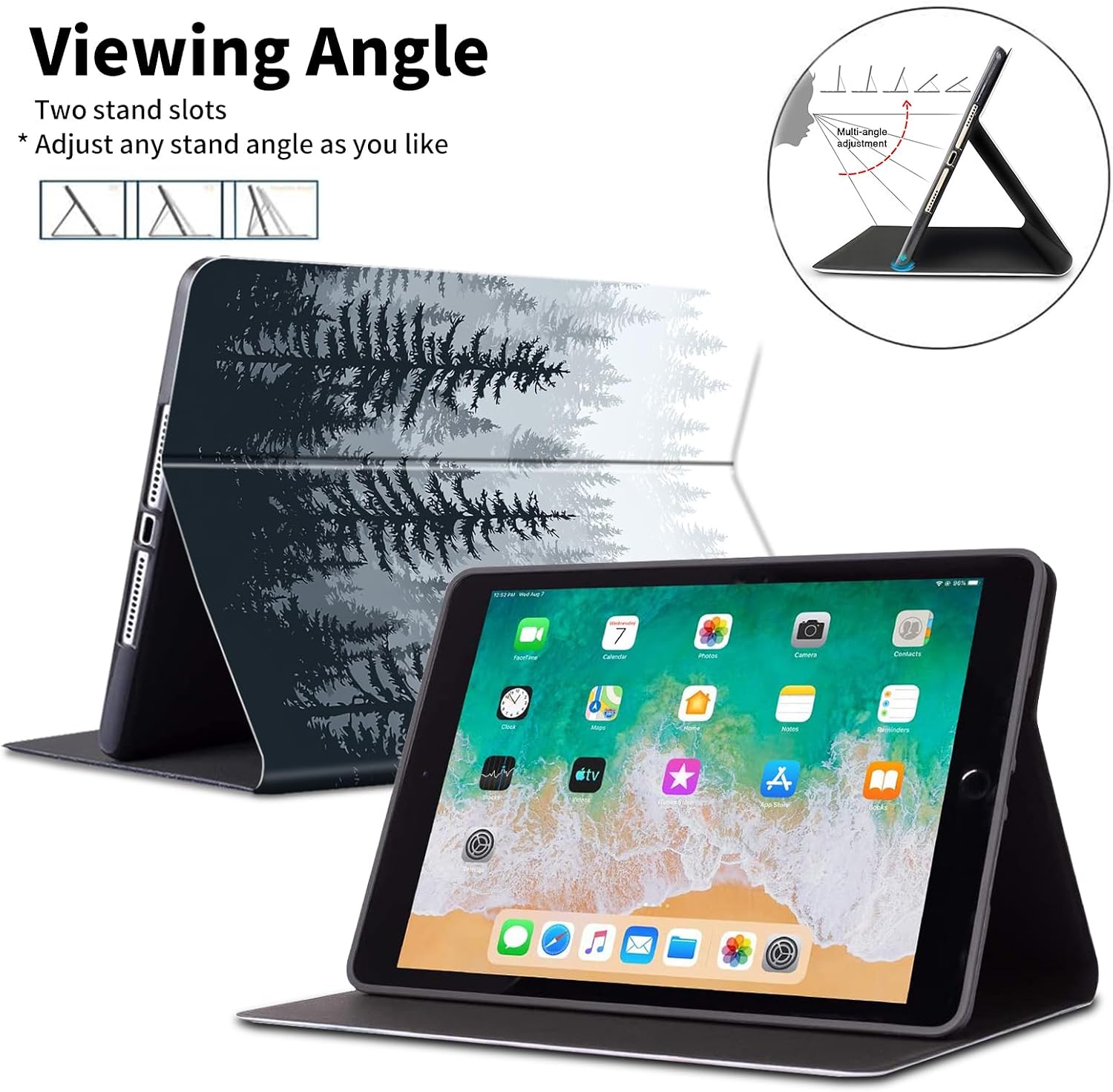 for iPad (A16) 11th Generation Case 11" 2025,for iPad 10th Gen Case 10.9" 2022-Leather Adjustable Stand Smart Cover with S Pen Holder & Auto Wake/Sleep,Misty Forest image 4