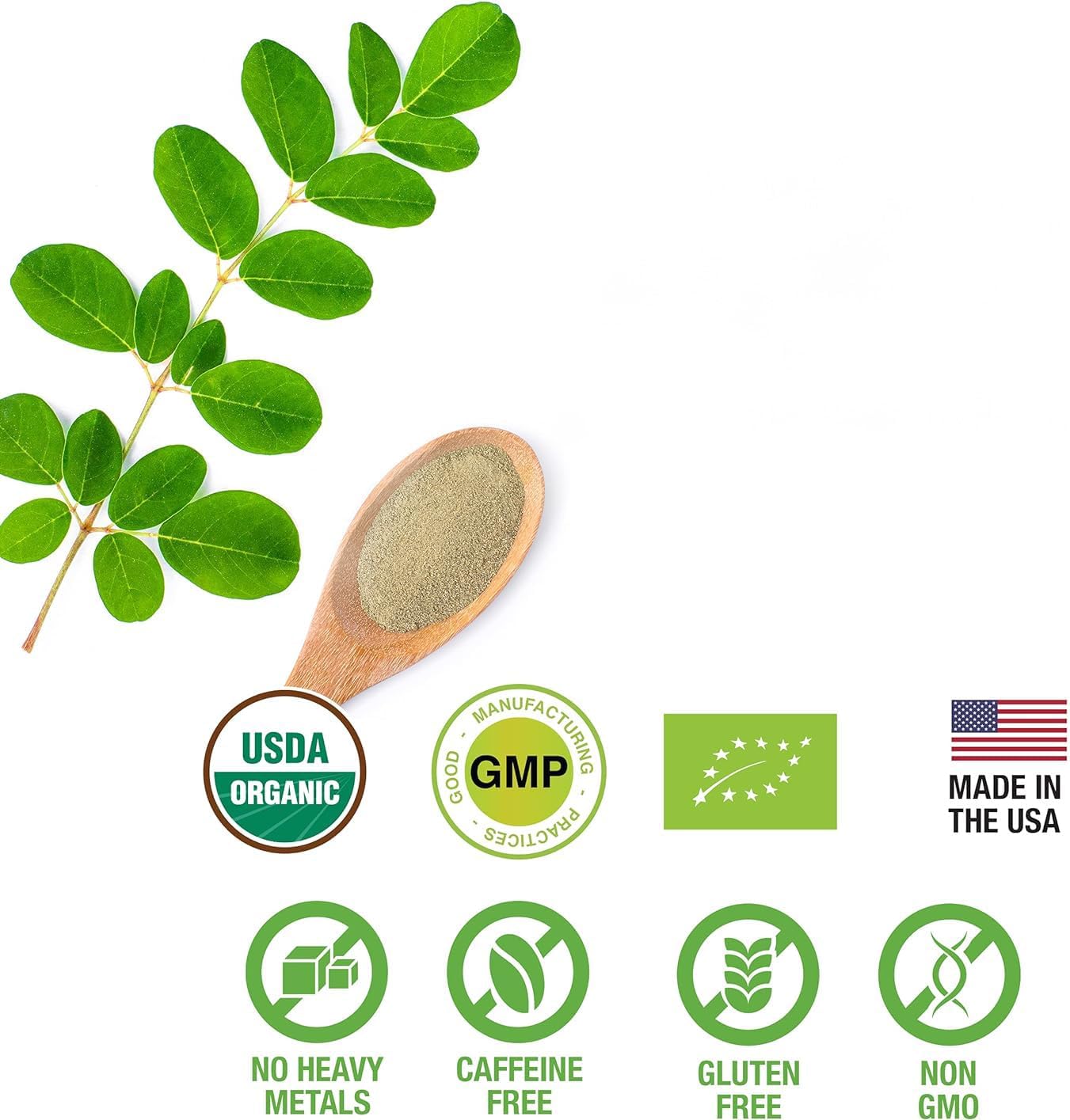100% Raw and Pure Moringa Leaf Powder. Organic Certified Moringa Leaf. Natural Superfood with Essential Amino Acids, Antioxidants, and Omega 3, 8 oz Resealable Bag. - Image 6