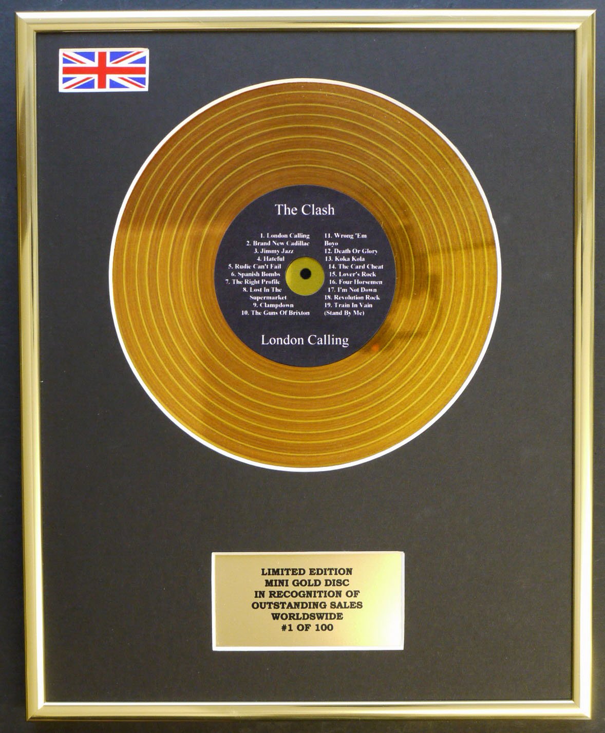 Limited Edition Mini Gold Disc Display Gold The Clash/Mini Disc Display/Limited Edition/Coa/London Calling