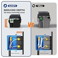 Vista 5 de ELEGRP Tomacorriente GFCI de 20 A, con autoprueba, diseño más delgado, resistente a manipulaciones TR, interruptores de falla a tierra con placa