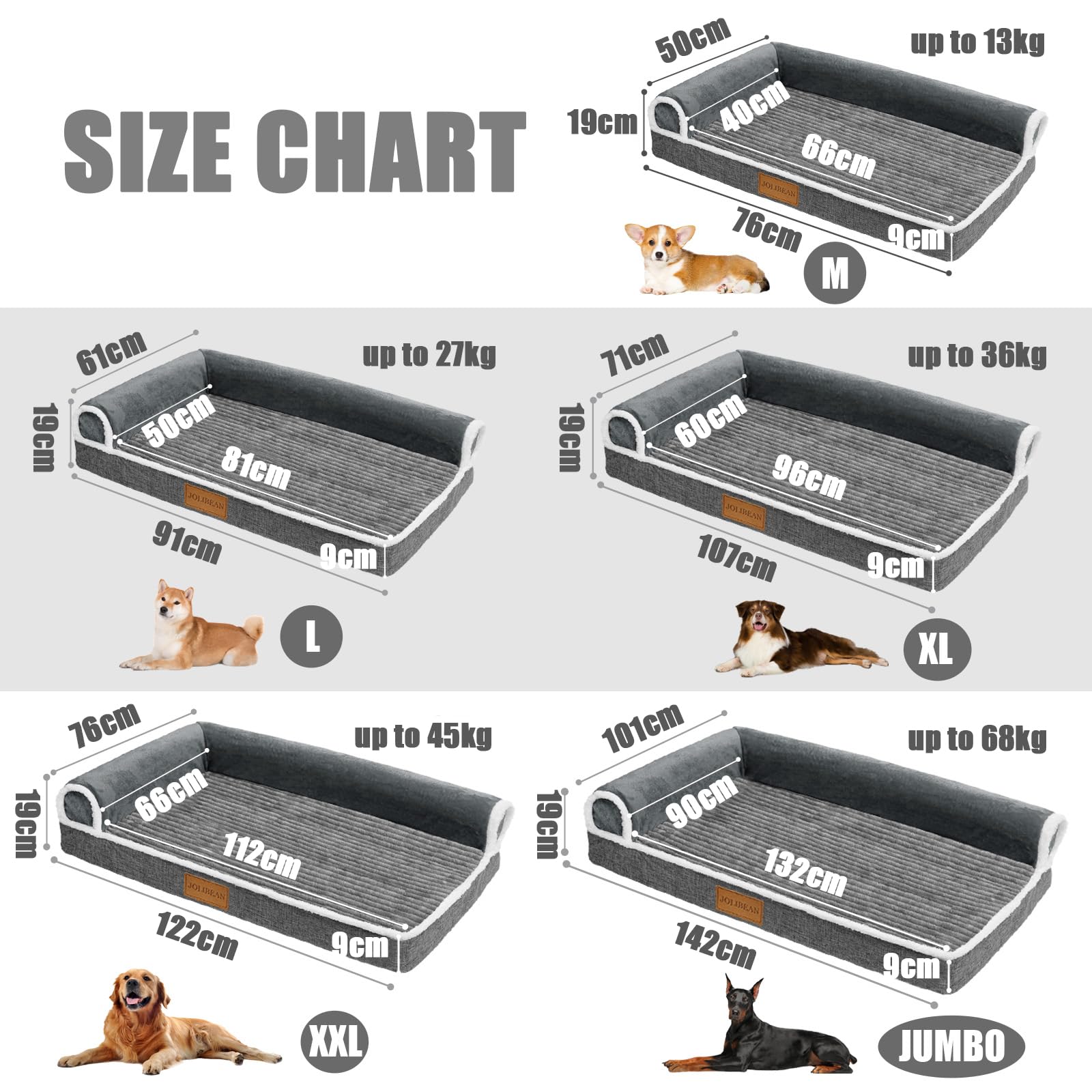 Cama Perro Grande Ortopédica, Colchoneta Perro de L con Espuma De Caja De Huevos, Sofá Perro con Impermeable Lavable Desenfundable, 122x76cm, Gris | Resistente al agua, antideslizante, suave con base antideslizante, funda extraíble y lavable
