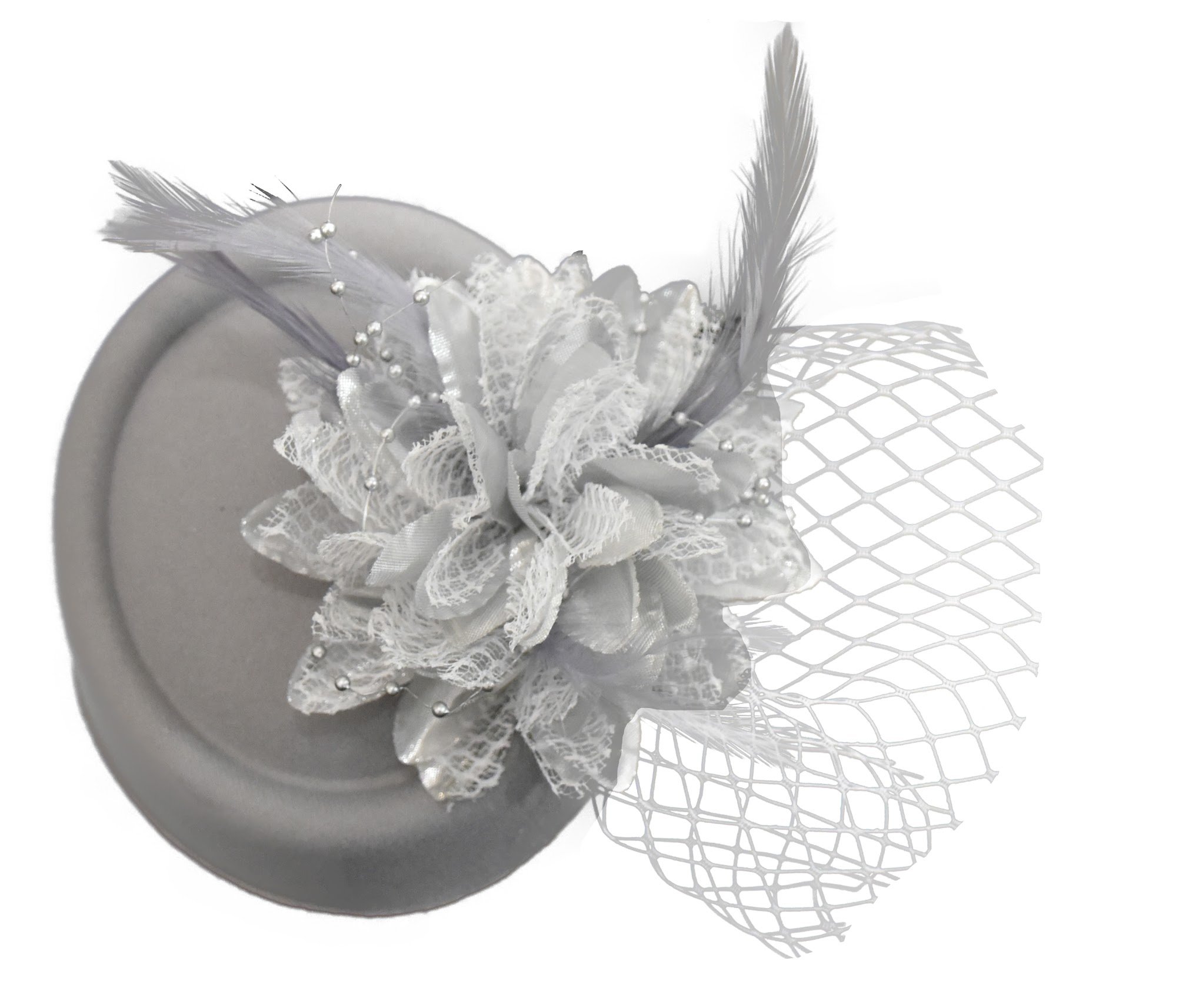 Pillbox Fascinator Hat for Women Weddings Bird Cage Veil Clip