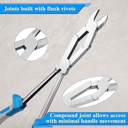 Miniatura 3 de SPEEDWOX Alicates de corte de alambre de doble articulación de largo alcance de 13 pulgadas, alicates de corte de alambre de pivote doble, alicates