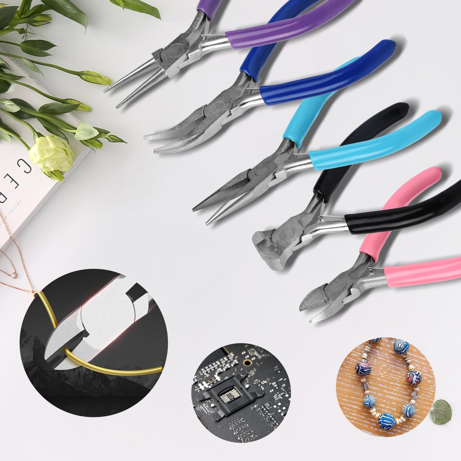 New Double Nylon Jaw Round Nose Pliers Jewellery Making Craft Tools 5