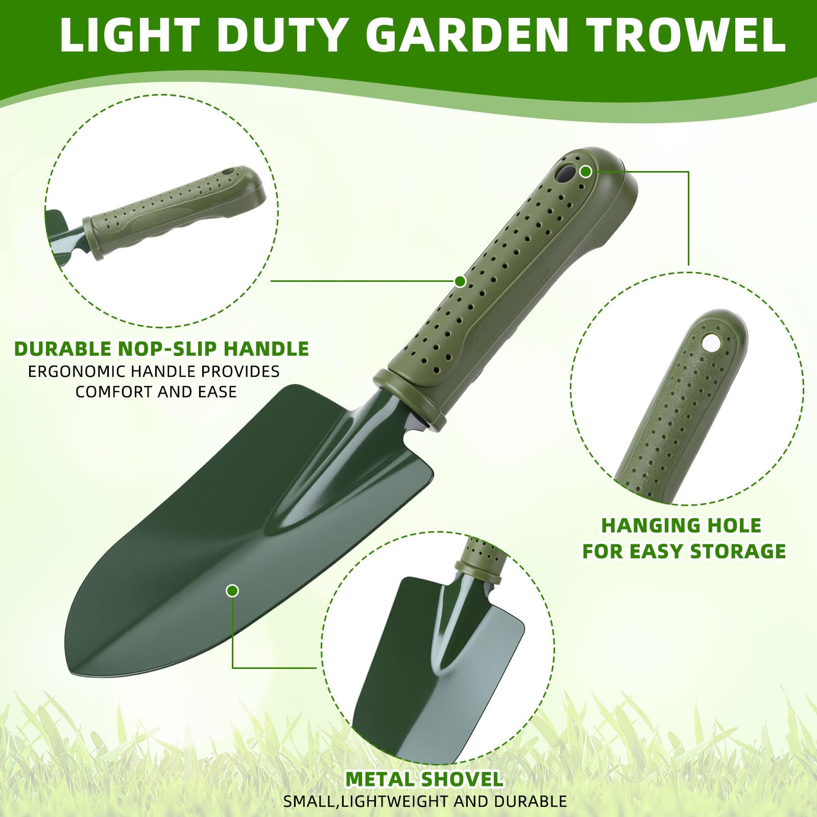 Yaocom 24 pala da giardino con manico in plastica, antiscivolo, per prato, cortile, casa, fattoria