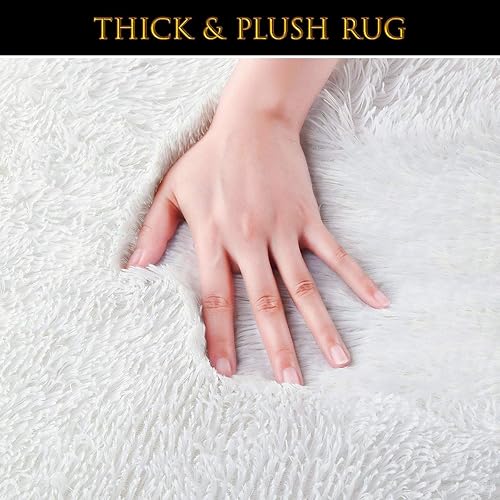 Vista 20 de Pacapet Alfombras esponjosas, alfombras peludas de felpa beige para sala de estar, dormitorio, alfombra mullida para habitación de los niños