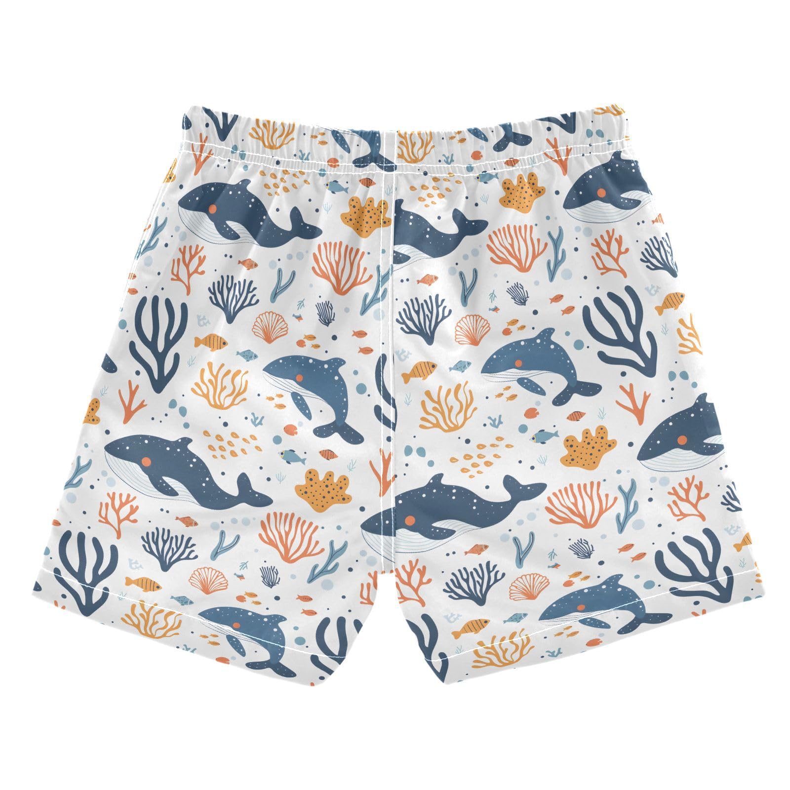 ALAZA Whale Coral Reef Cartoon Boys' Swim Trunks Beach Shorts Quick Dry Swimsuit 3T Multicoloured