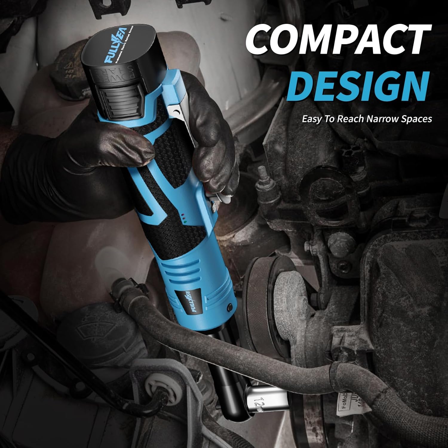 Electric Ratchet Wrench Set,18V Cordless Ratchet Tool Kit,550 RPM, 3/8" Variable Speed Power Ratchet Wrench with LED Light, 2 * 2.0Ah Li-ion Batteries and Fast Charger, Blue