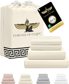 100% Egyptian Cotton Sheets Split King | 1200 Thread Count | Heavyweight Hotel-Weight Weave | Fits Adjustable Beds | CEA Gold Seal Certified | 18" Deep Pocket [Ivory]
