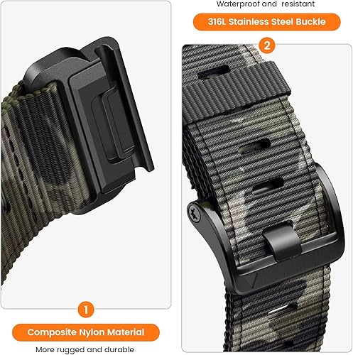 Vista 37 de Compatible con Garmin Fenix 7X/Fenix 6X/Fenix 5X/Fenix 8 2.008 in/5X Plus/6X Pro/7X Pro, correa de nailon Quickfit 26 para Tactix 7/Descent