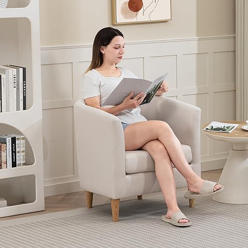 Miniatura 8 de Accent - Juego de 2 sillas de barril, modernas y cómodas sillas de sala de estar con reposabrazos, silla de lectura pequeña con acolchado suave y