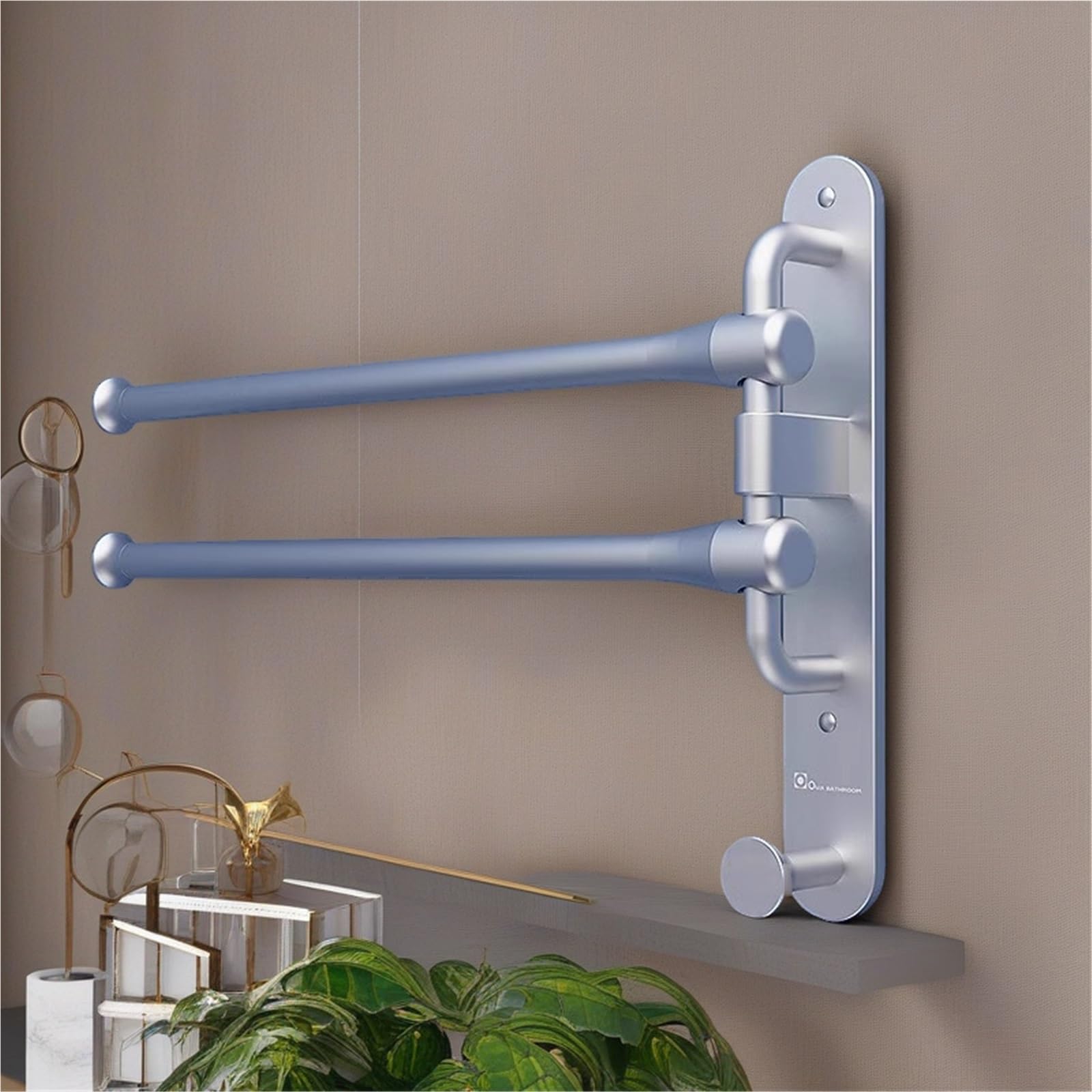 Toallero Giratorio de 2/3/4 Brazos for baño, toallero de Pared abatible con Gancho, Apto for rotación Libre de 180° for baño, Cocina y hogar.(Gold,3-Rods)