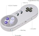 2.4GHz Rétro sans fil SNES USB Contrôleur, sans fil classique rechargeable SNES Contrôleur d'émulateur à distance pour Windows PC MAC,Fraises PI