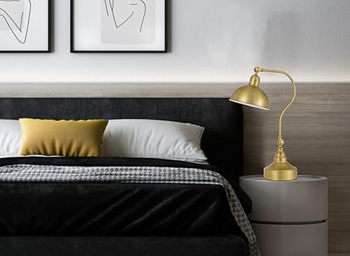 Miniatura 4 de Cal Lighting BO-3025DK-AB - Lámpara de escritorio de metal ajustable industrial con pantalla de metal de media cúpula