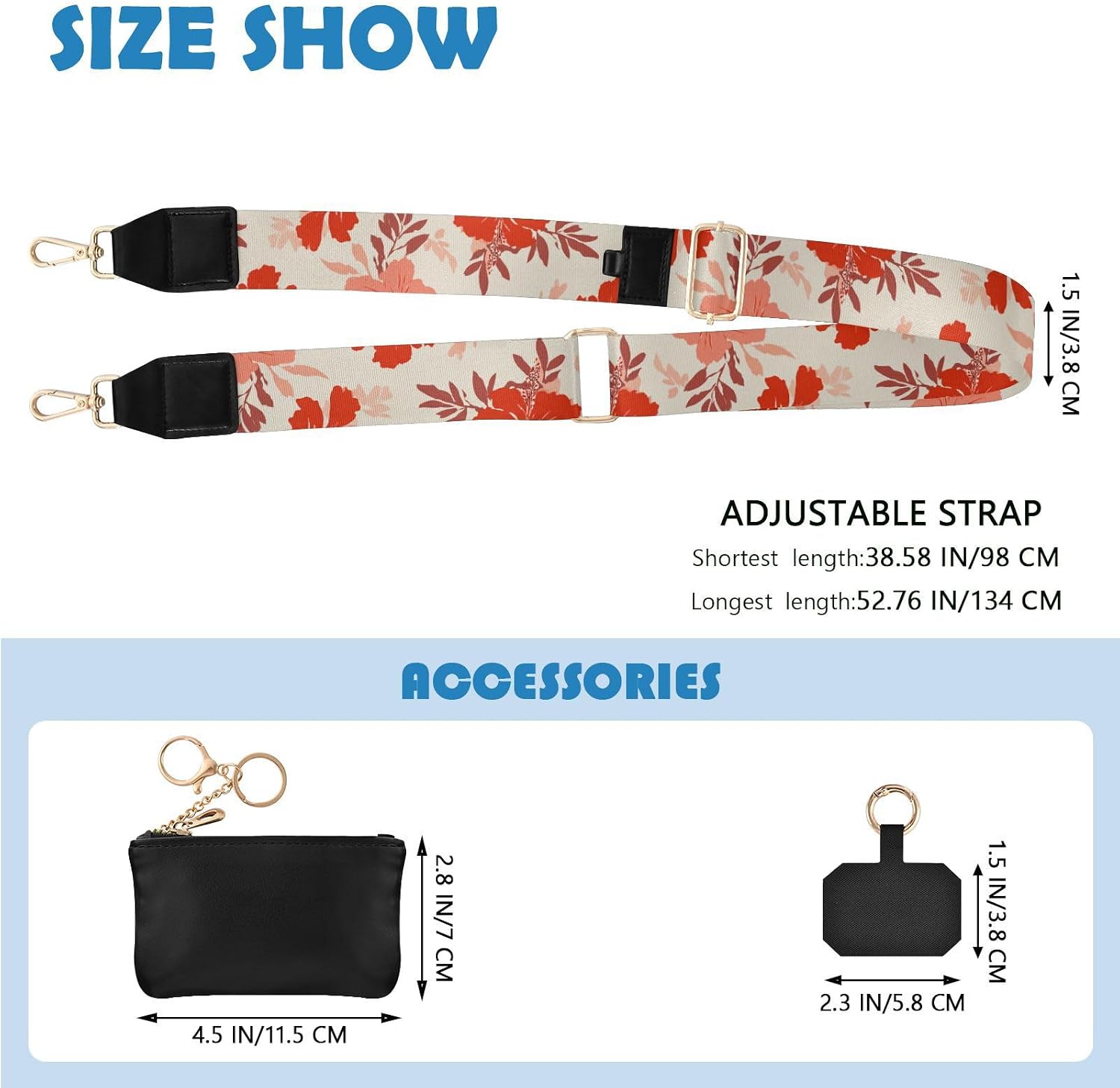 Cell Phone Lanyard Style Hibiscus Floral Coral Red Phone Wrist Strap | Adjustable Neck Strap with Wallet, Gift,for Travel Hiking Dog Walking