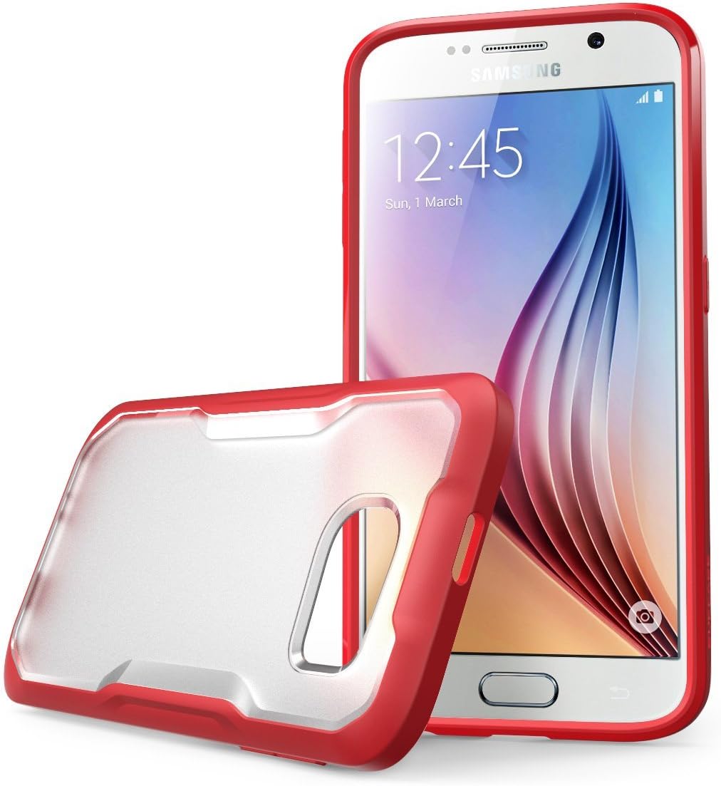 Supcase Unicorn Beetle Series Hybrid Protective Case for Samsung Galaxy S6, Retail Package - Frost Clear/Red