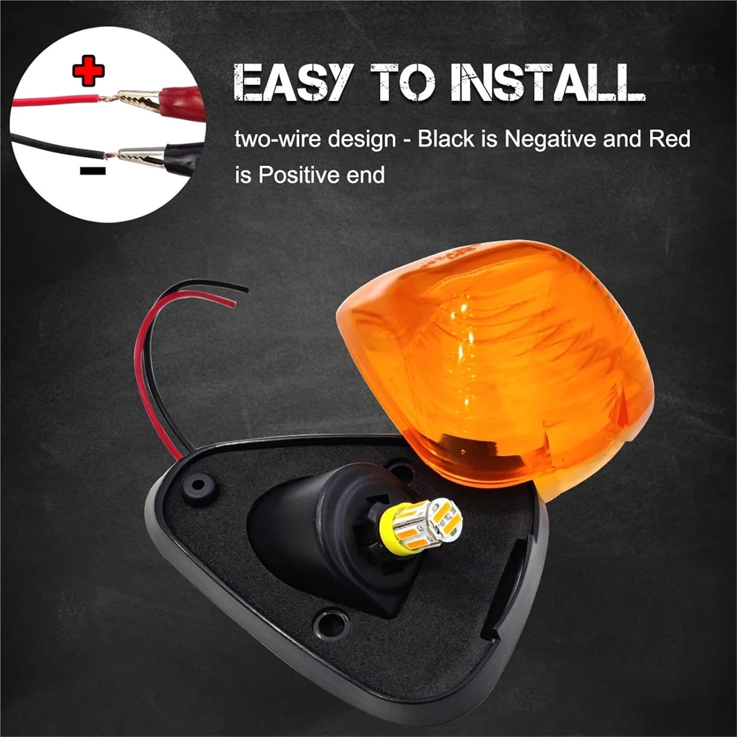 5Pcs LED Marker Cab Roof Lights Amber Kit