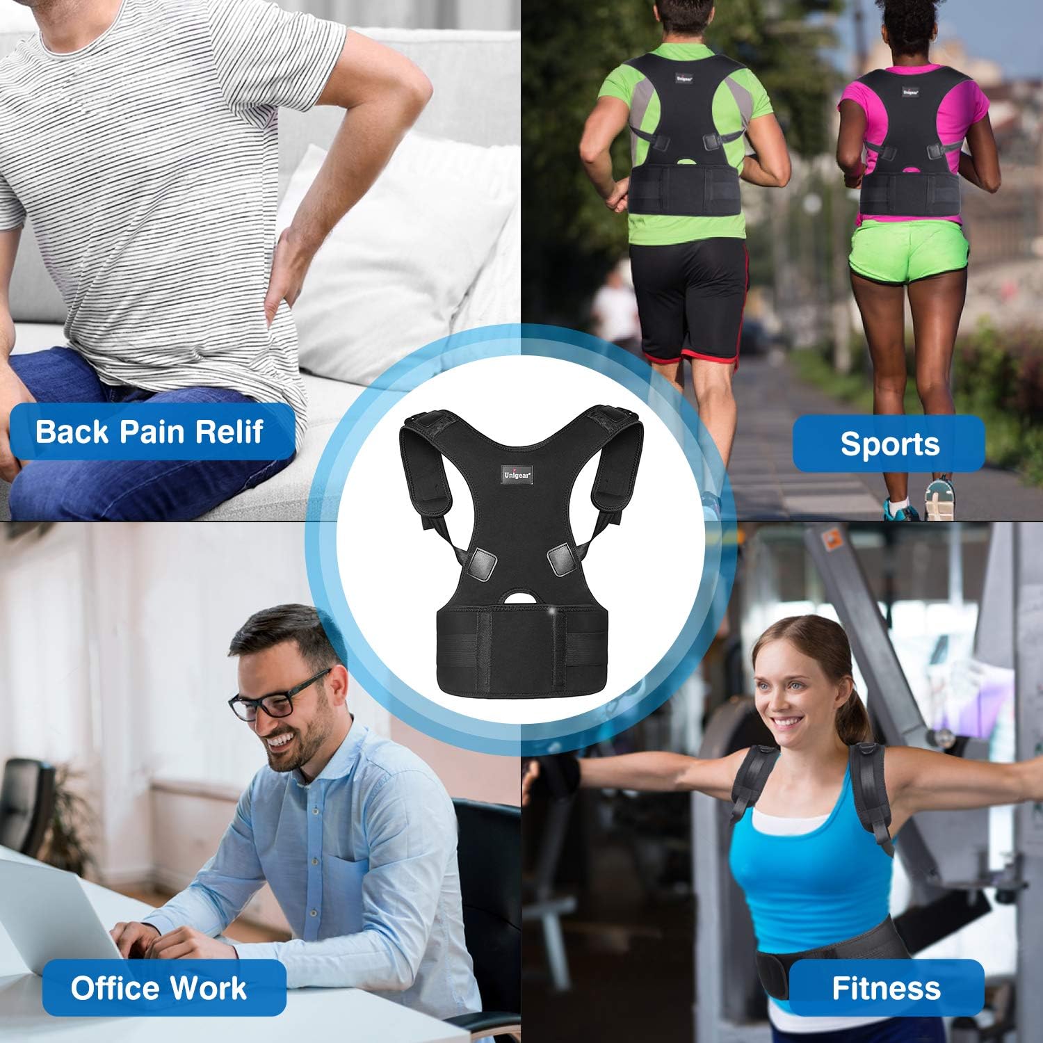 Best Promo Unigear Back Brace Posture Corrector with Fully Adjustable Straps, Improve Posture and Provide Lumbar Support to Reduce Lower and Upper Back Pains, for Men and Women (Small)