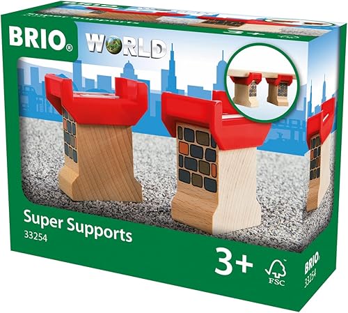 Brio World 33254 - Súper soportes - Juego de 2 piezas de tren de madera para niños a partir de 3 años
