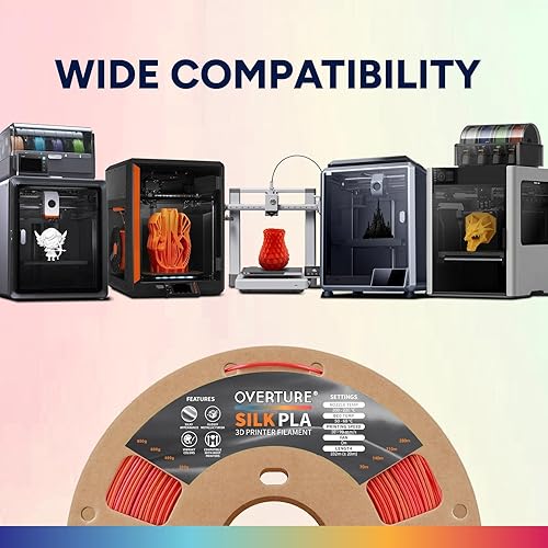 Vista 105 de OVERTURE Filamento de ácido poliláctico de seda, 1/16 de pulgada, acabado bicolor, suave y brillante, carrete 2.2 libras, para joyería de cosplay