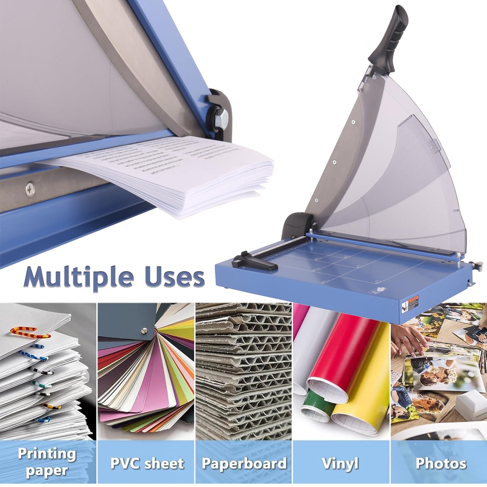 Papierschneider, A4-Trimmer mit Sicherheitsschutz und gebogener Klinge, gerade Schnitte für Scrapbooking, Papier, Karton