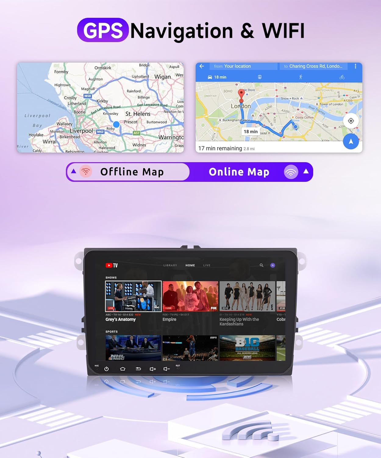 4G+64G 9'' Android 15 Car Stereo Radio Wireless Carplay for VW Passat Jetta Tiguan Golf MK5 MK6 T5 EOS Polo, Rimoody Android Auto GPS 5G-WiFi Bluetooth 5.0 Touchscreen FM/RDS SWC Backup Camera