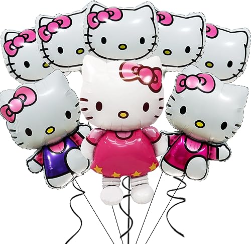 Miniatura 1 de 8Pcs Birthday Balloons Decorations, Cute Kids' Party Balloons, Kawaii Aluminum Film Double Sided Balloons, Anime Theme Party Balloons Supplies