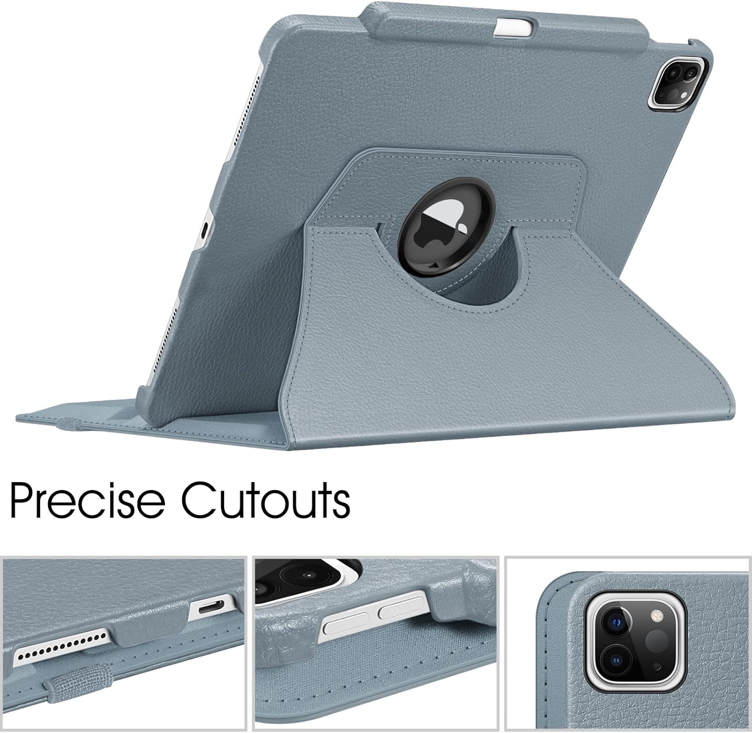 Fintie Rotating Case for iPad Pro 12.9-inch 6th Generation 2022-360 Degree Swiveling Protective Cover with Pencil Holder, Auto Sleep/Wake, Also Fit iPad Pro 12.9" 5th/4th/3rd Gen, Cloudy Blue