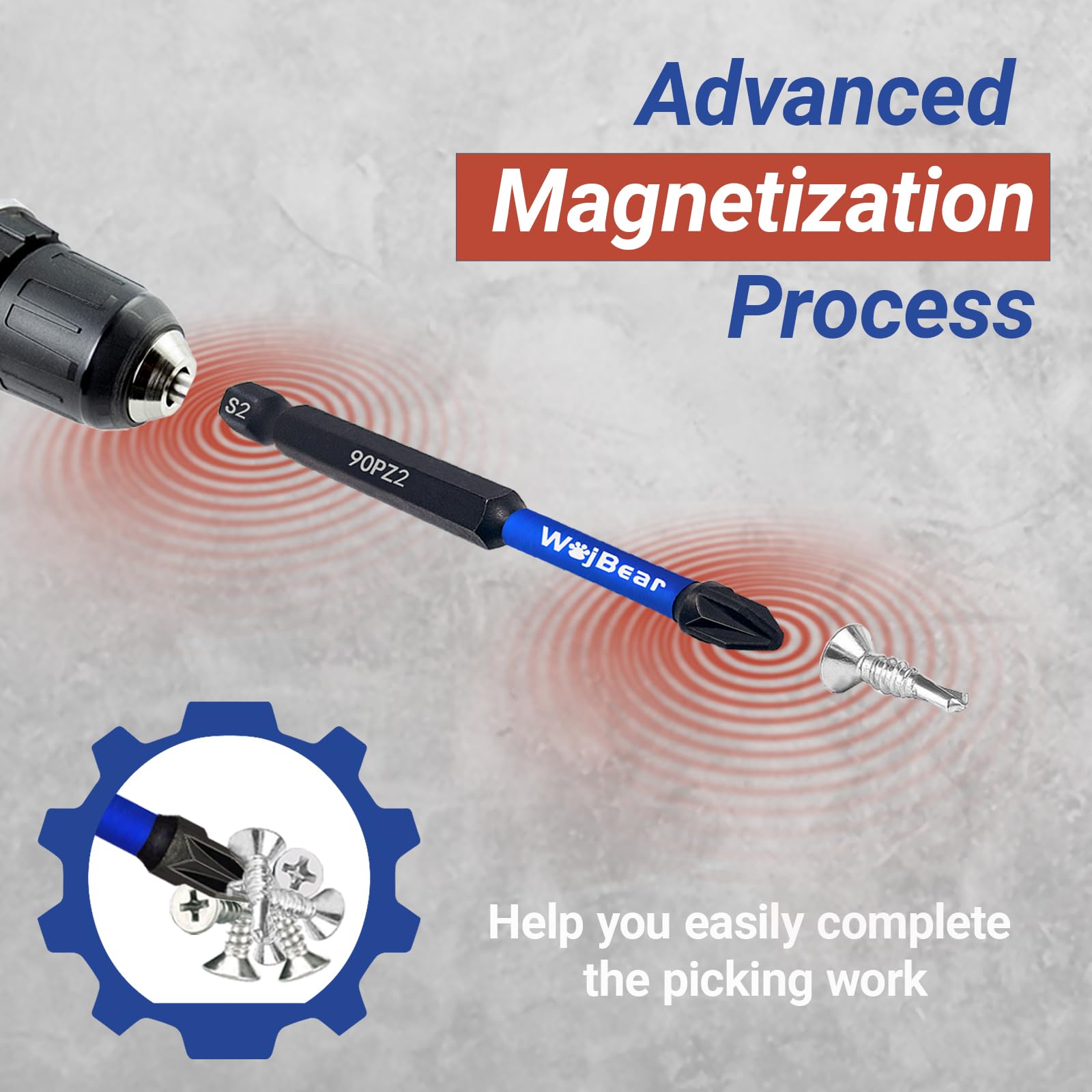 WojBear 10Pcs PZ1*2 PZ2*5 PZ3*3 Magnetic Impact Driver Bits, 90 mm Long Magnetic Pozidriv Screwdriver Bits - Image 4