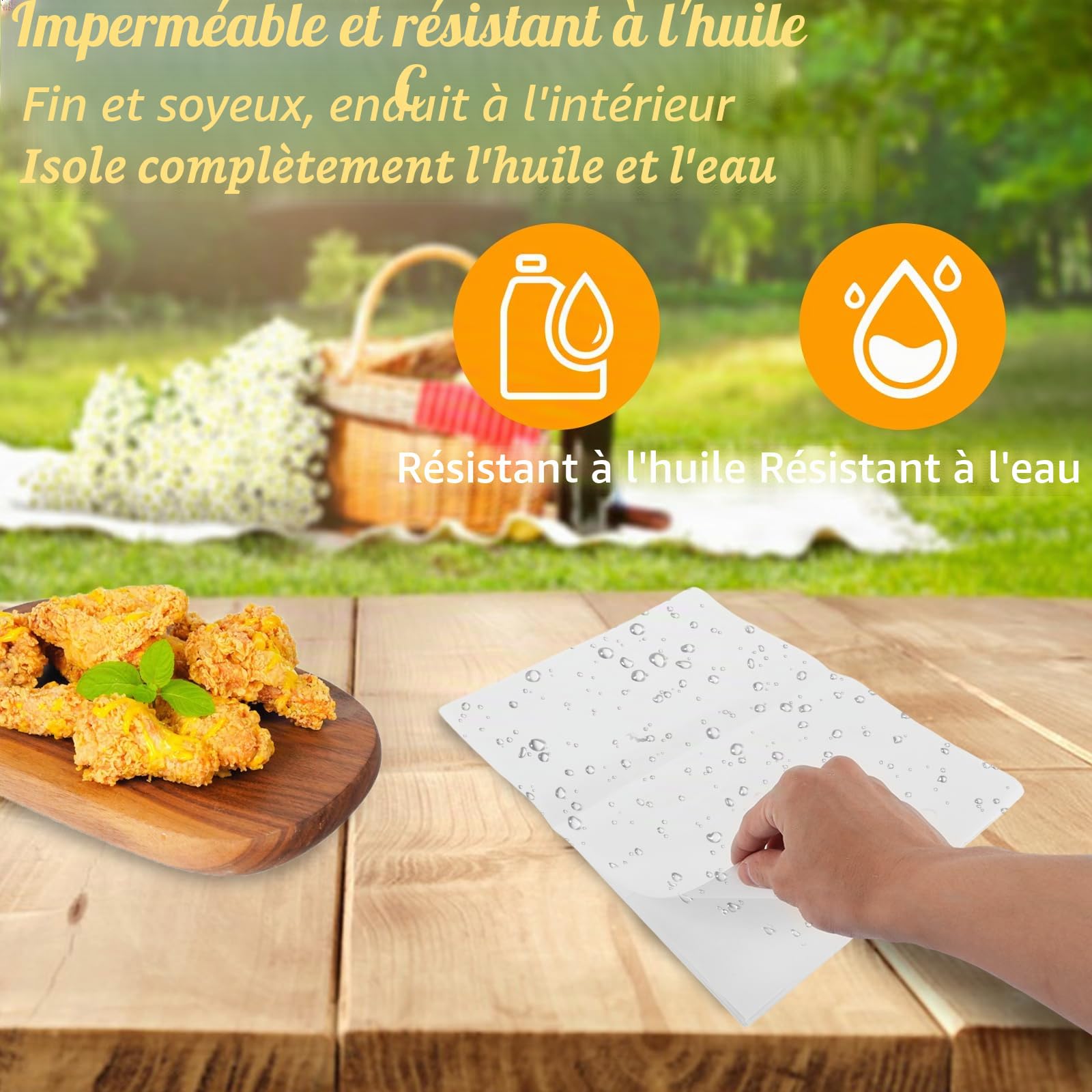 APACALI 500 Feuilles papier sulfurisé pour aliments, 28 x 38 cm Anti Graisse Papier Cuisson, papier à fromage, papier sulfurisé Deli pour hamburgers, sandwichs, viandes, imperméable et à l'huile