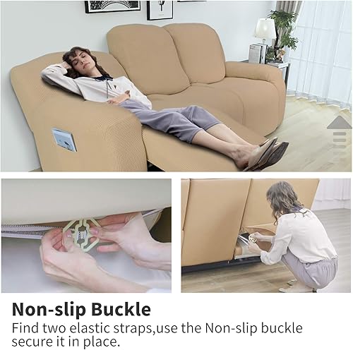 Miniatura 337 de Funda elástica para sofá reclinable de fácil colocación, Tela mezcla de poliéster Algodón, Arena