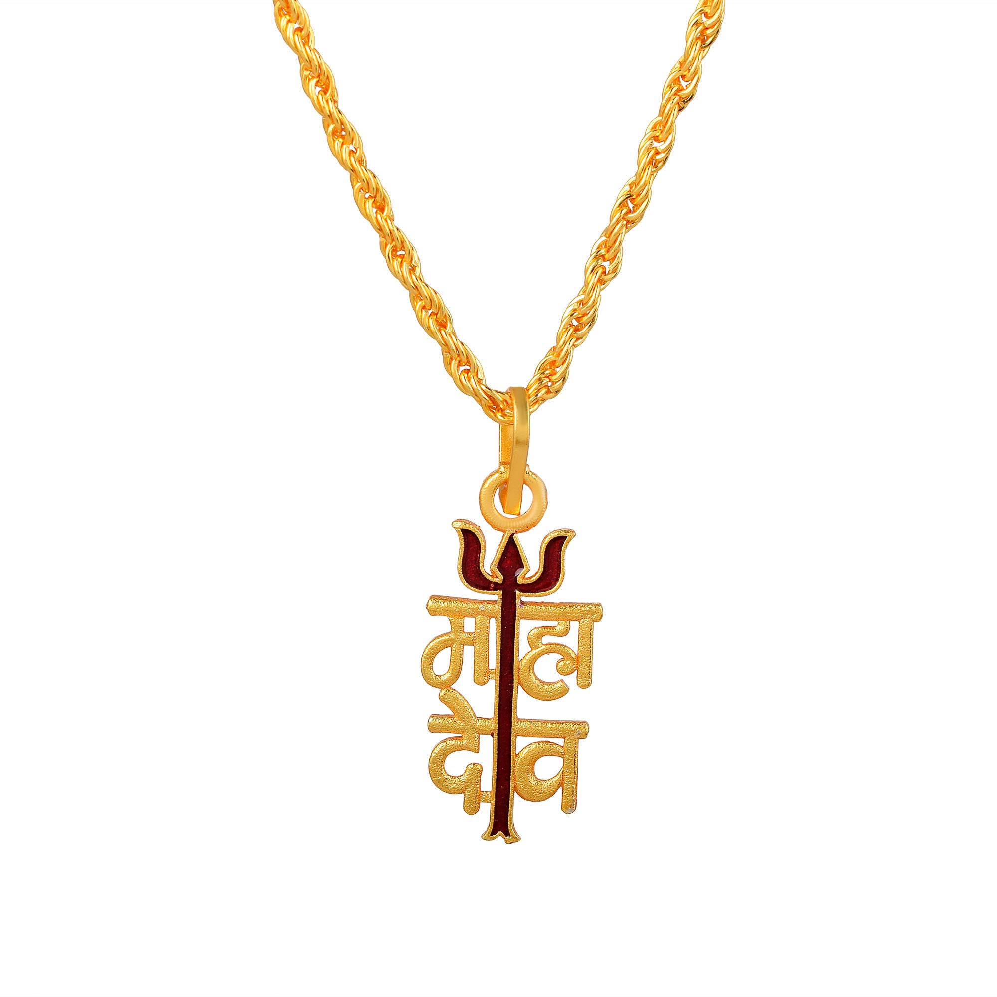 Gold Plated Lord Shiva Mahakal Mahadev With Trishul Neck Chain Pendant Locket Necklace Temple Jewelry Men/Women-image-8