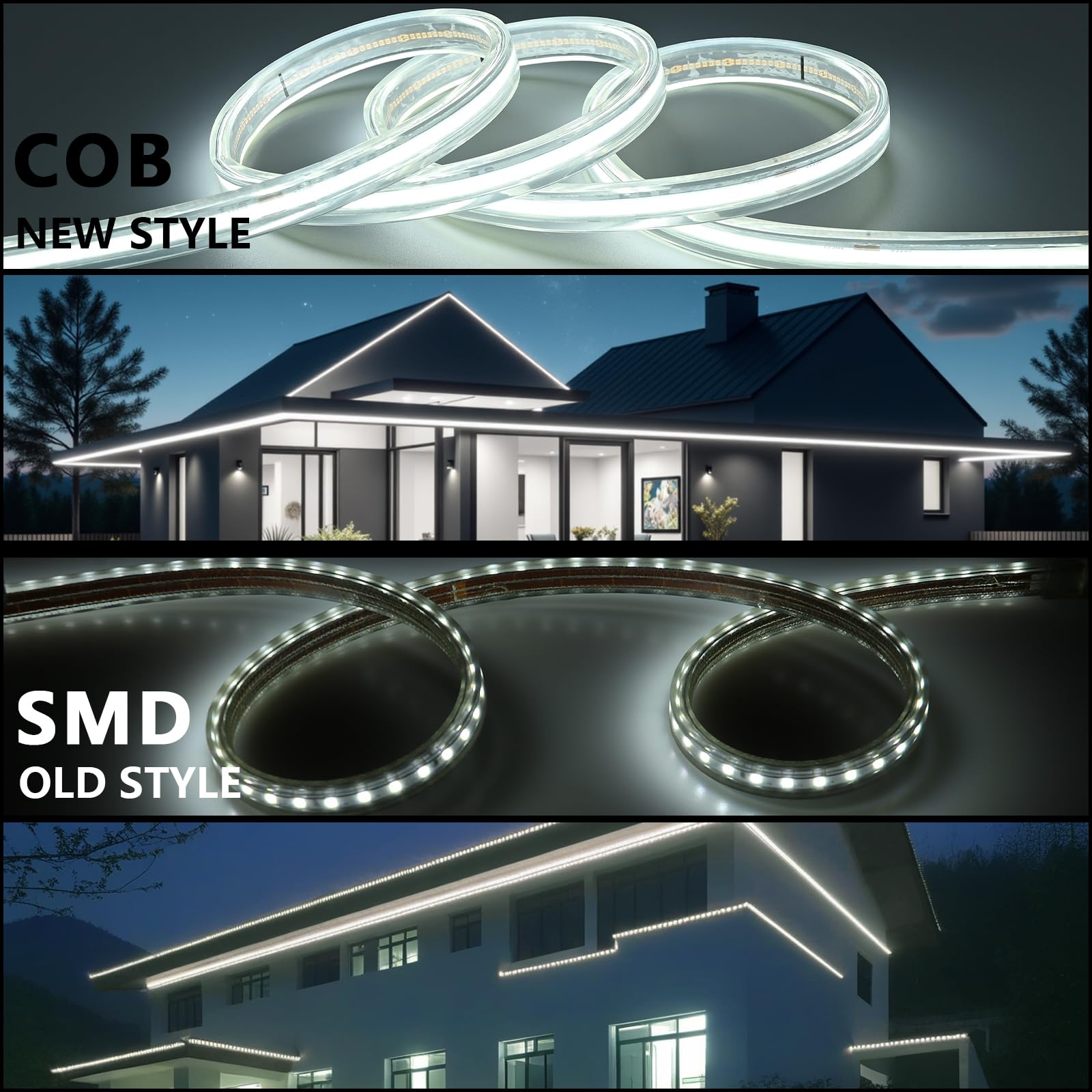 BENLUN Striscia LED COB 230V Esterno Trasparente Impermeabile IP65 20 Metri | 6000K Bianco Freddo Luci LED 220V 200W 480LEDs/M CRI 90+ con Raddrizzatore per Cortile, Giardino, Salotti, Spazi Esterni