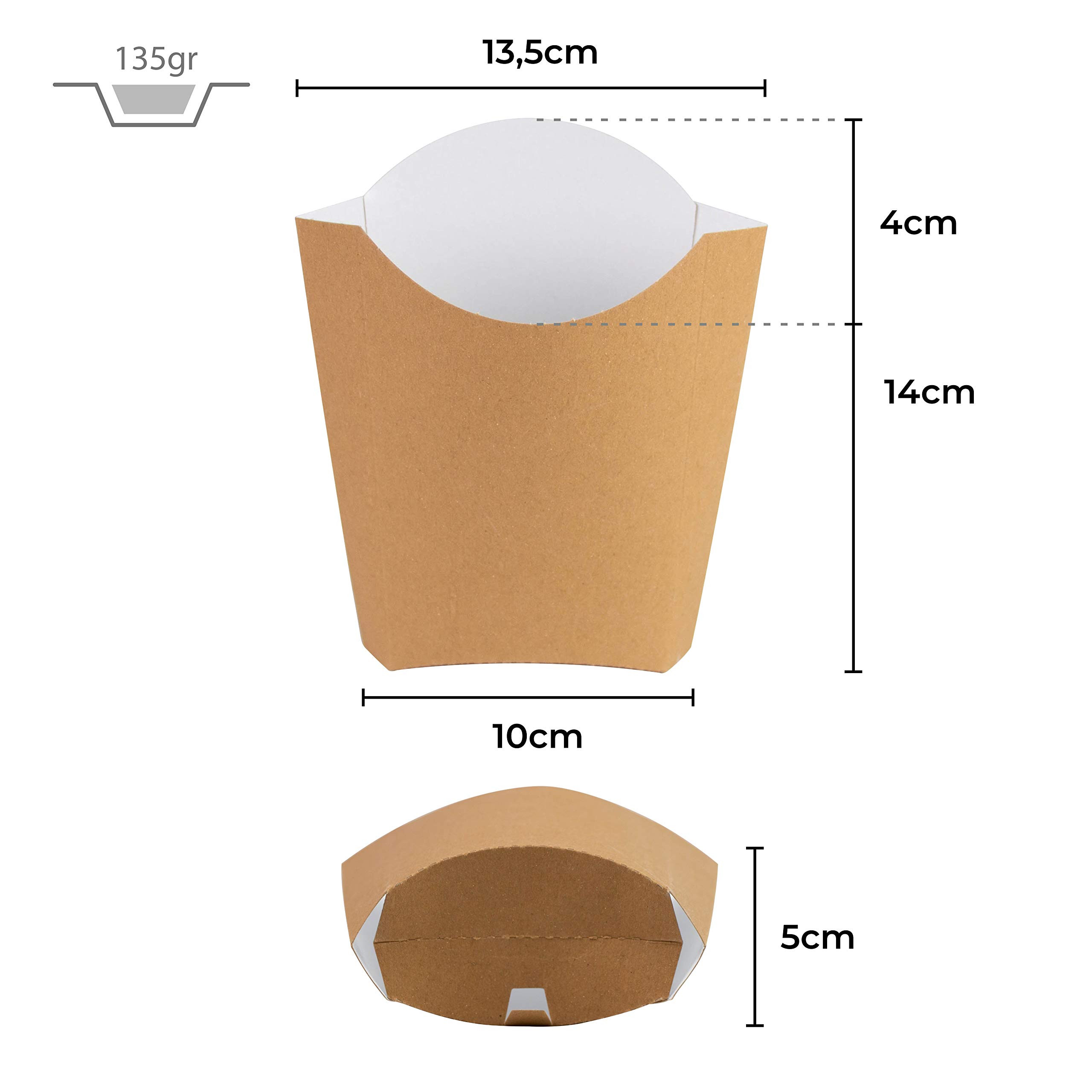 Confezione da 200 Tasche Fry coni in cartone riciclato 135 gr