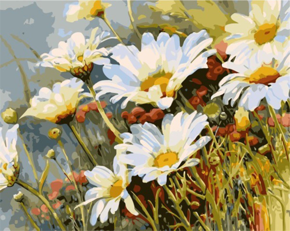 ABEUTY Malen Nach Zahlen „Sonnenblume In Vase“ – 40x50 Cm Leinwand, Mit Farben & Pinseln, DIY Ölgemälde