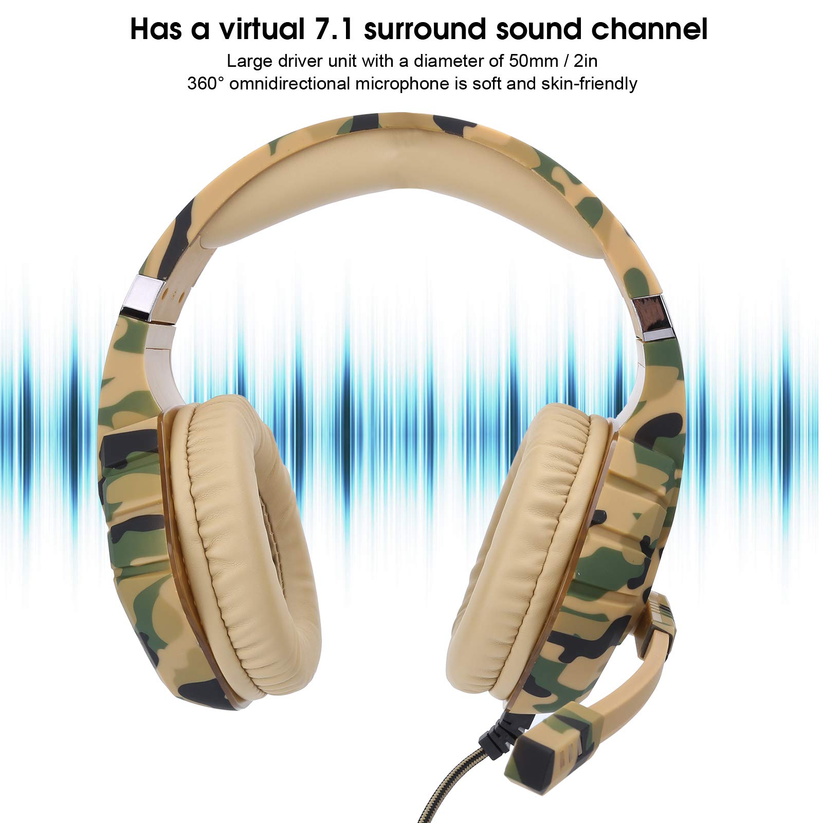 SIXRUN Przewodowy Zestaw Słuchawkowy do Gier, USB 7.1 Surround Sound,