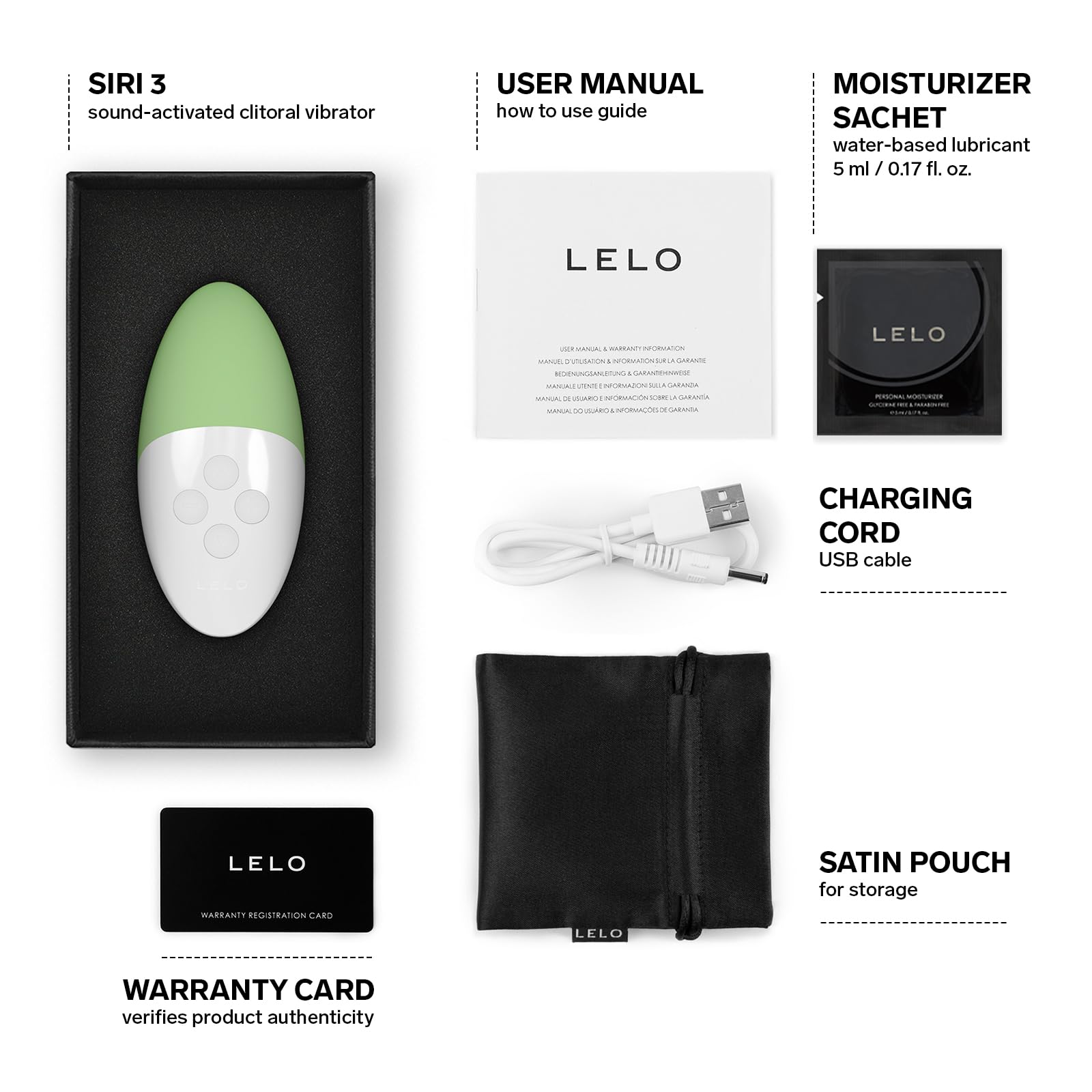LELO SIRI 3, Vibrador Activado por Sonido, Juguete Sexual con Tecnología SoundSense y 8 Modos de Placer, Juguetes Sexuales, Pistachio Cream
