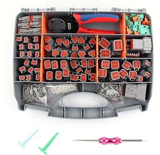 504PCS Deutsch Connectors Kit with Crimping Tool, 2/3/4/6/8/12 Pin DT Connectors with Removal Tool, Size 16 Solid Terminal Contacts, 14-18 AWG