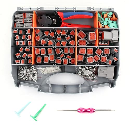 Miniatura 9 de Deutsch - Kit de conectores DT de 635 piezas, conectores DT de 2/3/4/6/8/12 pines con herramienta de extracción, contactos de terminales sólidos de