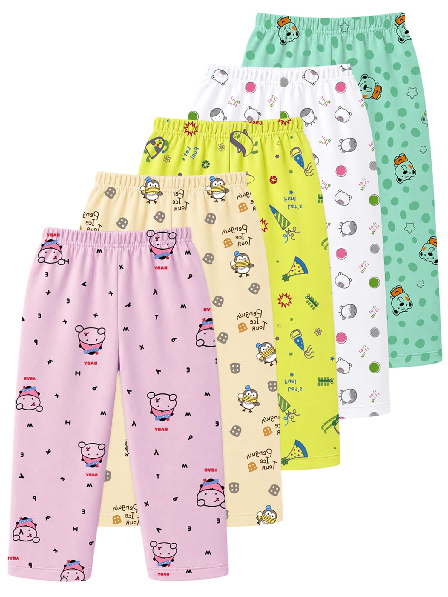 kuchipoo Boys and Girls 100% Cotton Pajamas Combo | Soft Elastic Waist | Cute Animal Prints | Everyday Wear | Pack of 5-picture-37