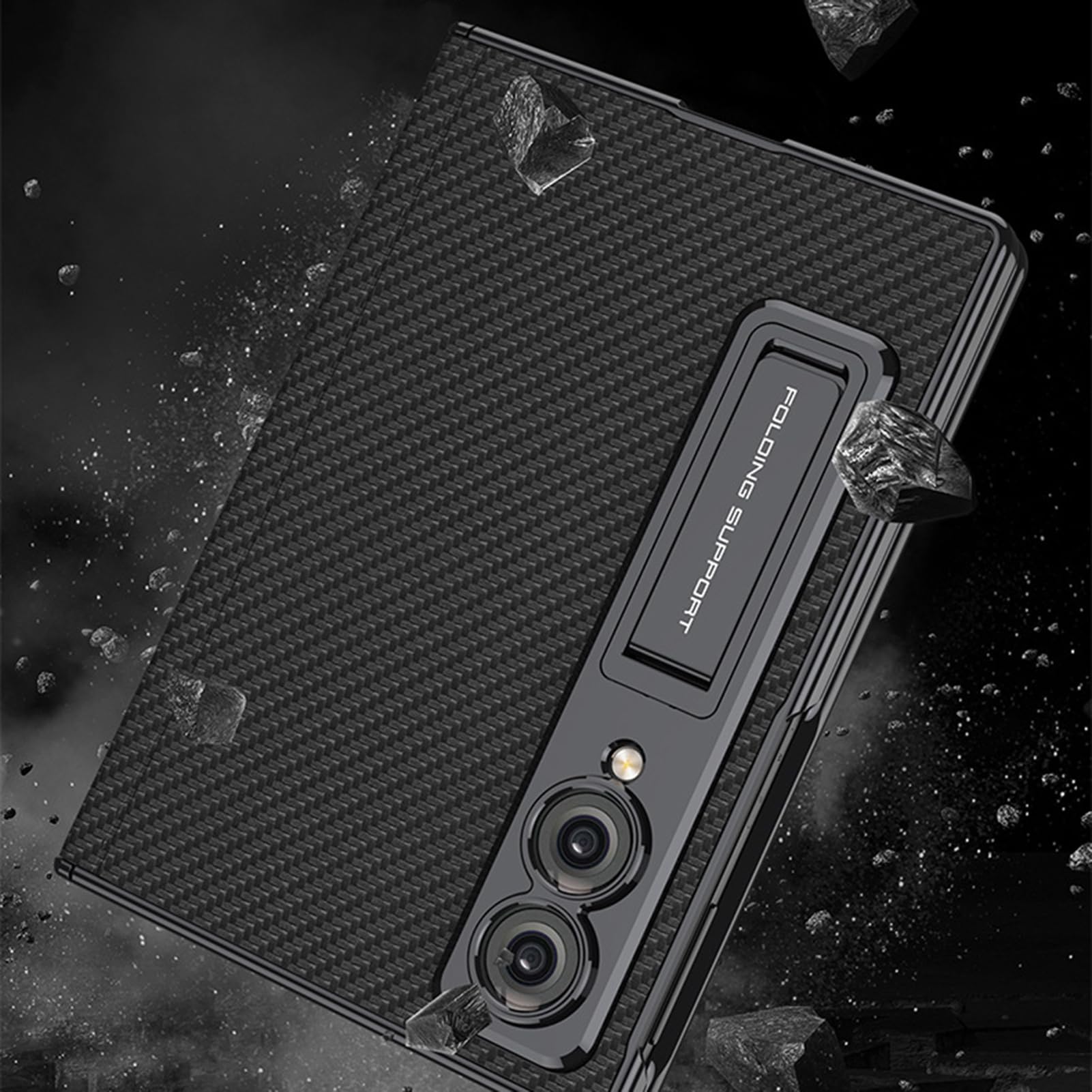 Custodia In Pelle For Samsung Galaxy Z Fold 8, Custodia Protettiva For Schermo In Fibra Di Carbonio Con Supporto Regolabile E Cerniera