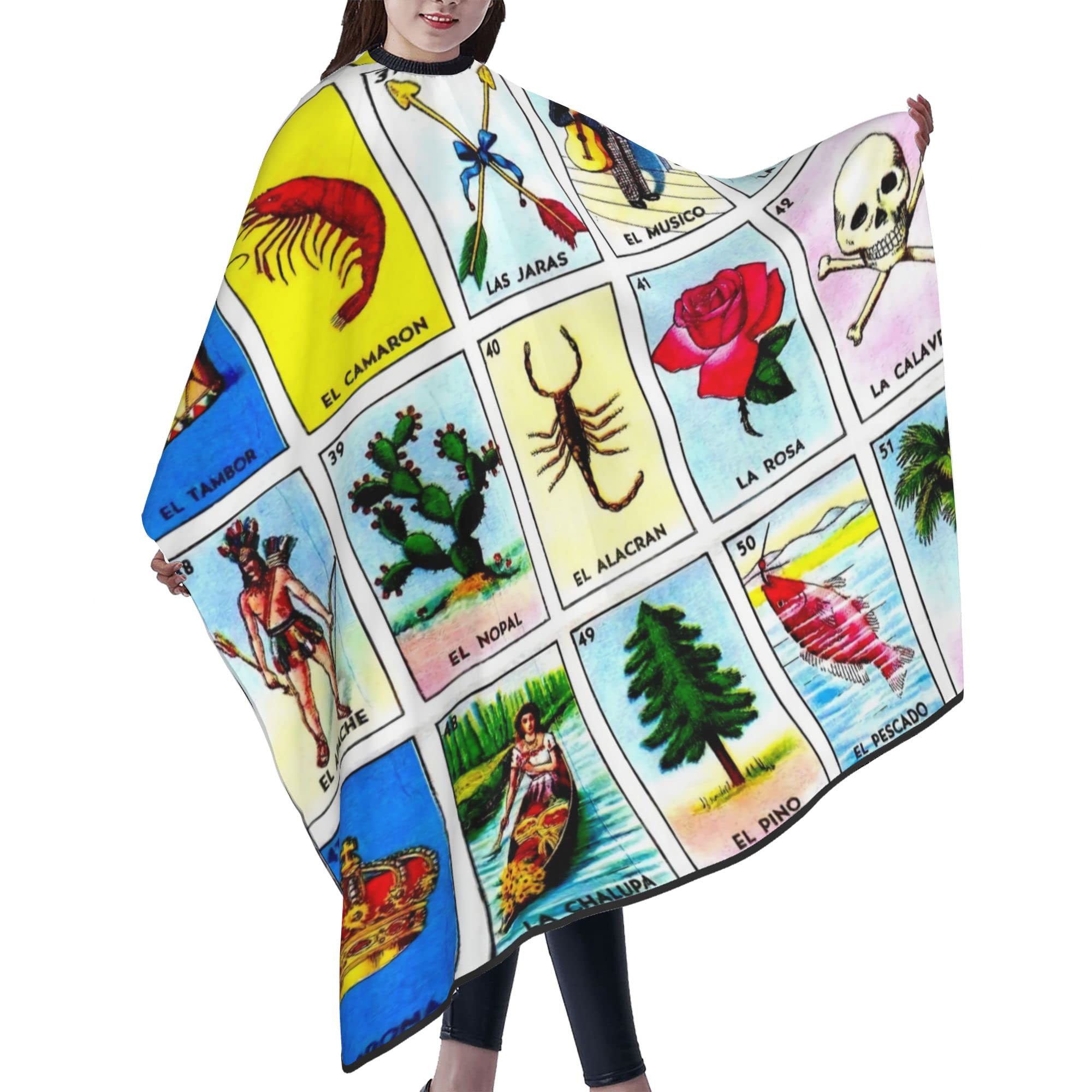 errtavt Mexican Loteria Cards Hair Cutting Cape Hair Cut Cape for Women/Men Waterproof Haircut Apron Cover for Barber & Home Use 55