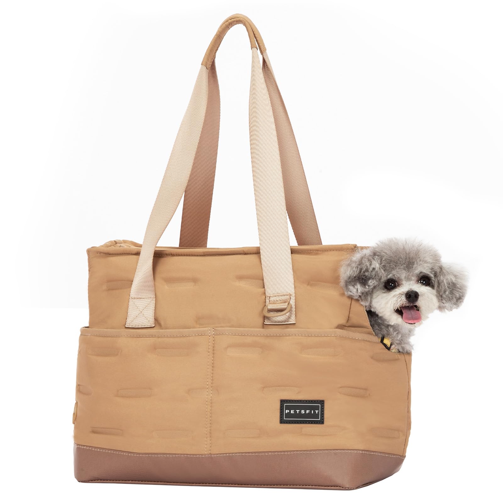 Petsfit Small Dog Carrier Purse with Pockets & Poop Dispenser (Khaki)