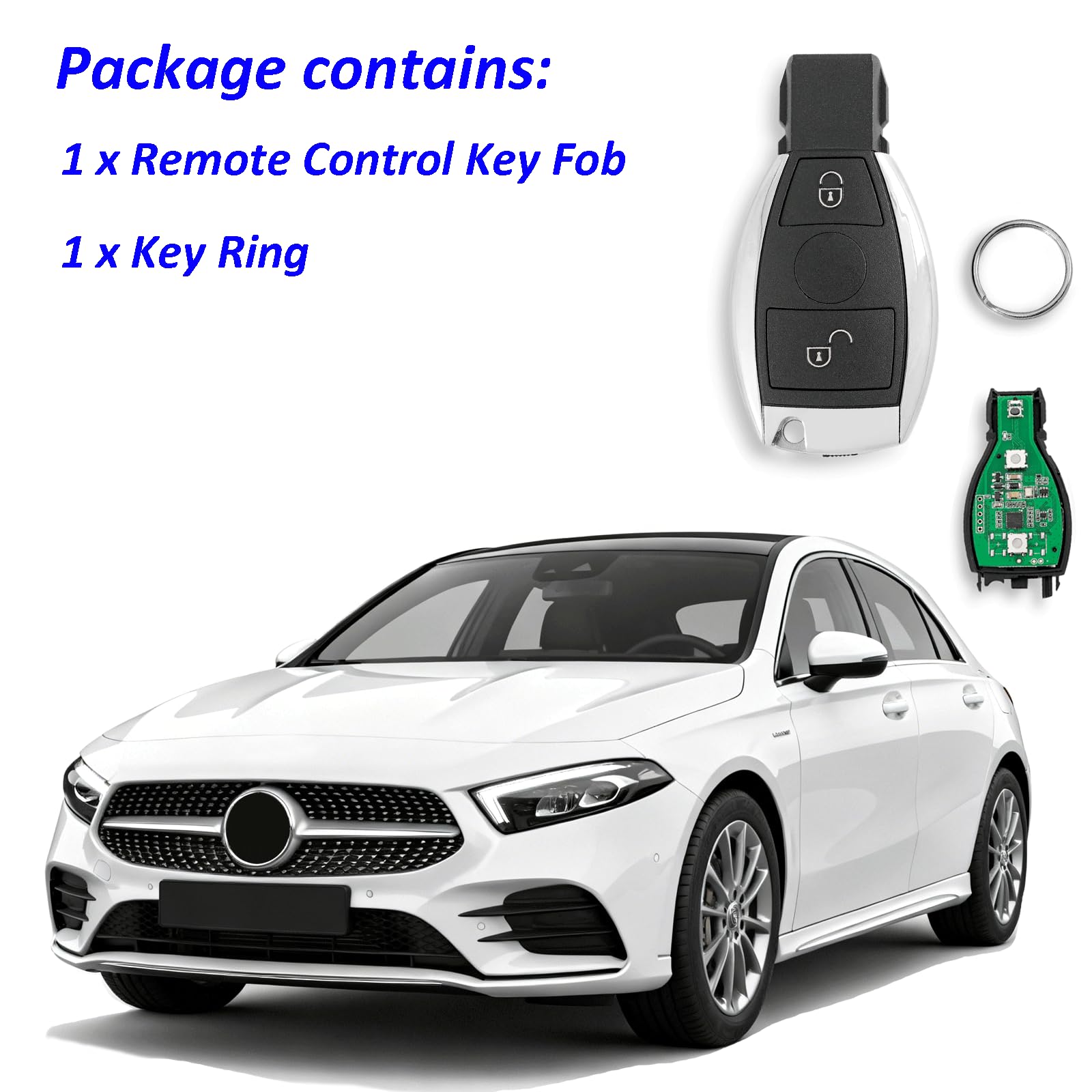 Lizbn Sleutelbehuizing - 2 Knoppen, 433 MHz, Compatibel Met Mercedes A/B/C/E/G/CLK/ML/S/SL/Sprinter/Viano/Vito (2001-2010)