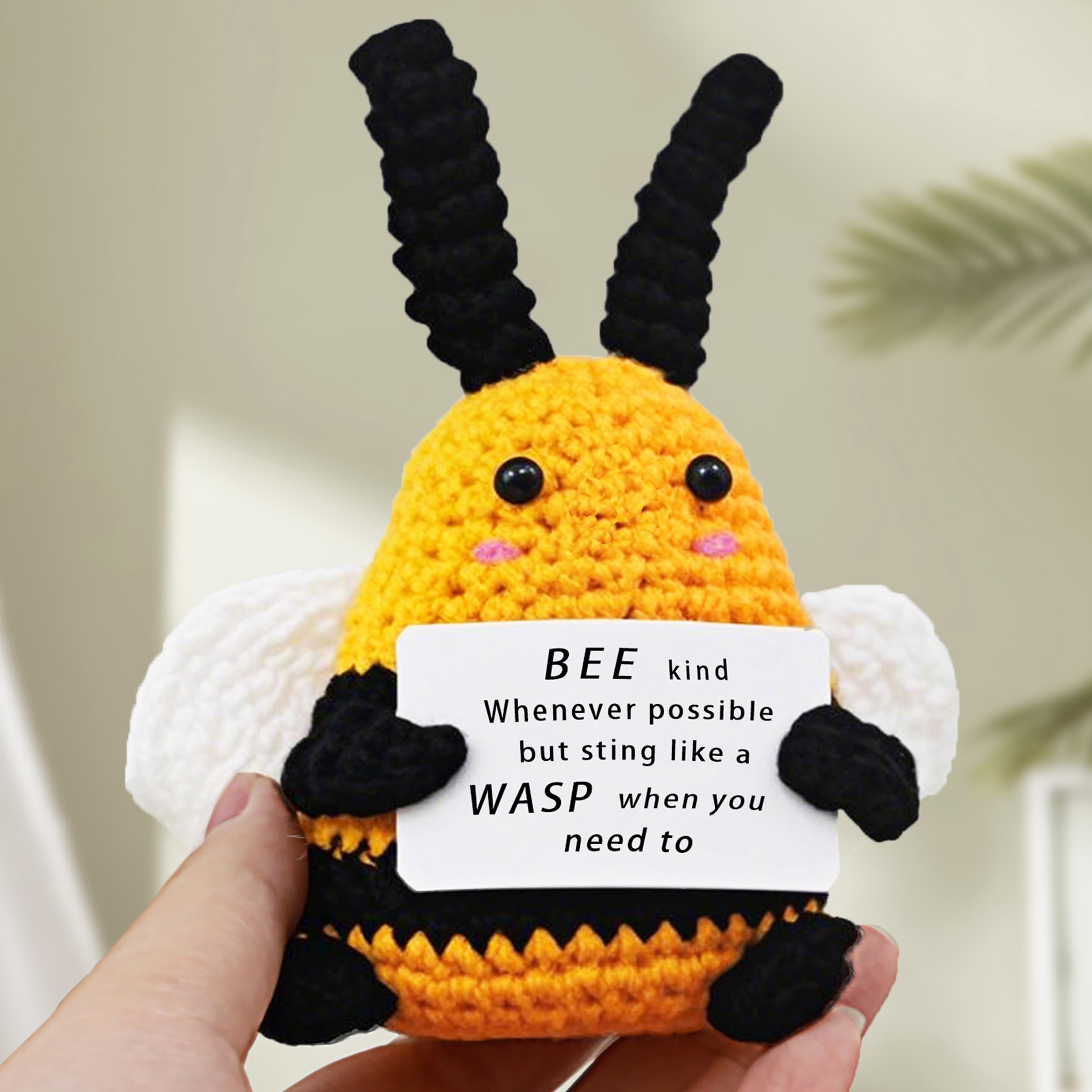 GUJOXILA Bee Emotional Support Gift Positive Crochet Animals Cheer up Inspirational Motivational Positive Gifts for Women Men Luck Cute Small Funny Crochet Gift - Image 2